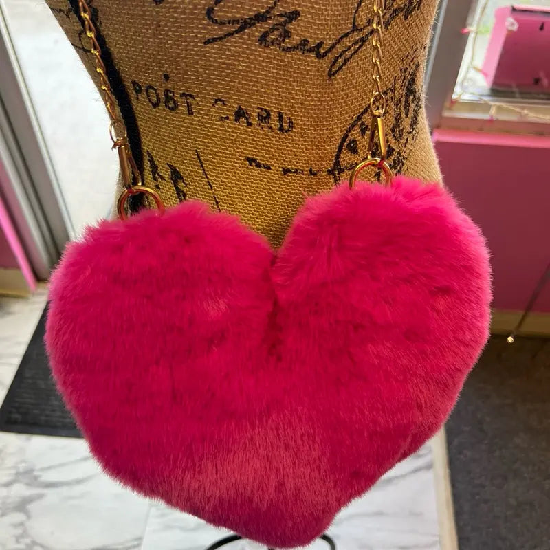 Faux Fur Heart Shaped Handbags