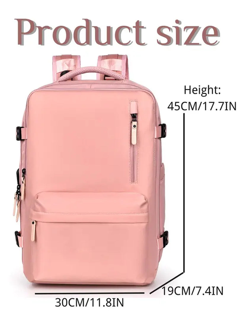 2024 Summer Solid Color Waterproof Backpack with Dry and Wet Separation, Large Capacity Sports Luggage Bag with USB Charging Port, Trendy Back to School